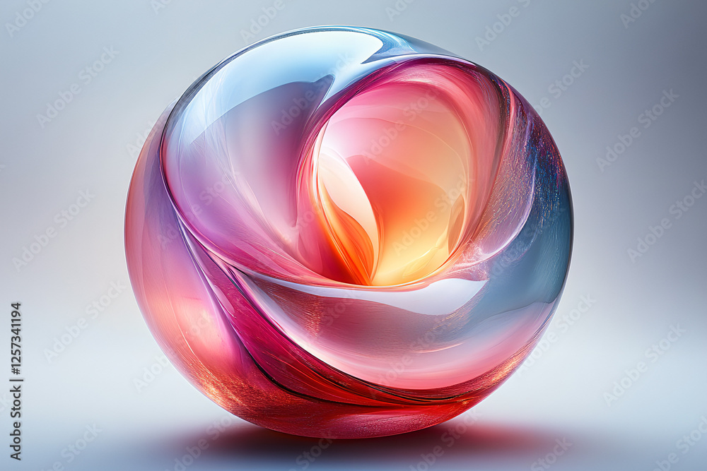 Bright Multicolored Swirl Sphere with Smooth Glossy Finish -Abstract 3D Shape for Creative Backgrounds, Modern Art Posters, Tech-Inspired Designs, and Colorful Visual Content