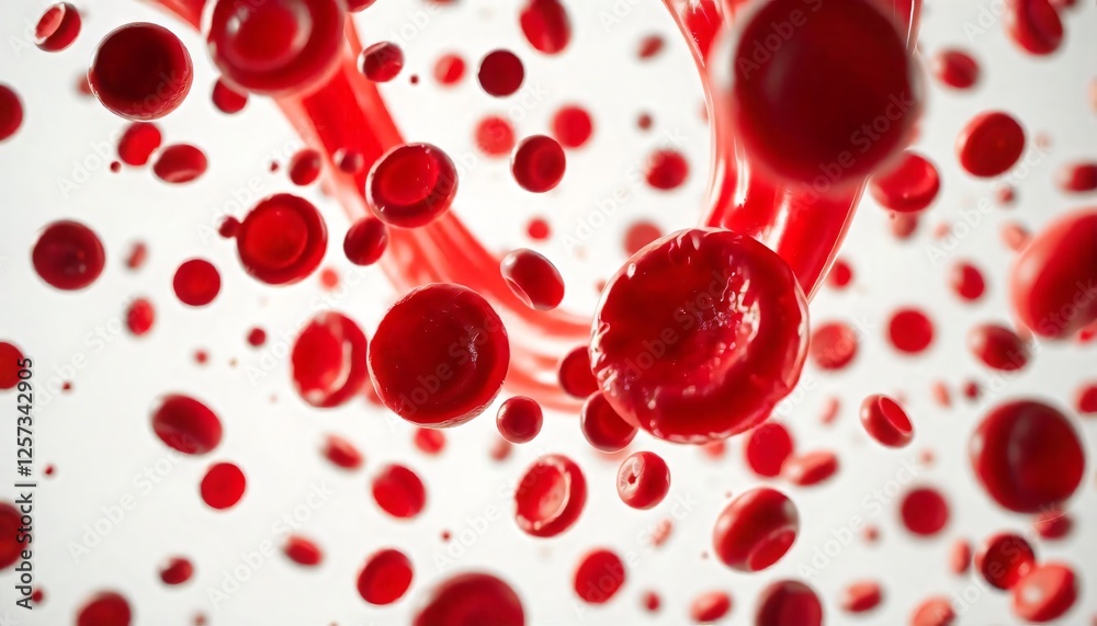 Microscopic View of Red Blood Cells Flowing in Stream Human Blood Cell Circulation Microscopic View of Red Blood Cells Flowing in Stream Human Blood Cell Circulation