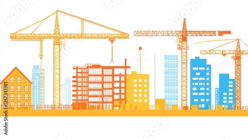 Construction Site City Skyline, Cranes, Buildings Under Construction photo