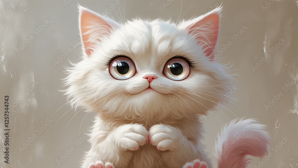 Fototapeta premium Cute Kitten Sitting and Looking Up