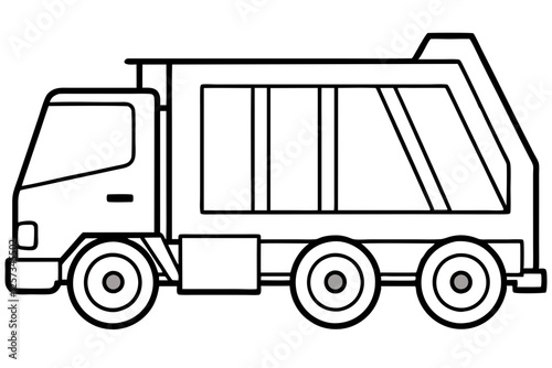 Simple Garbage Truck Vector Sketch