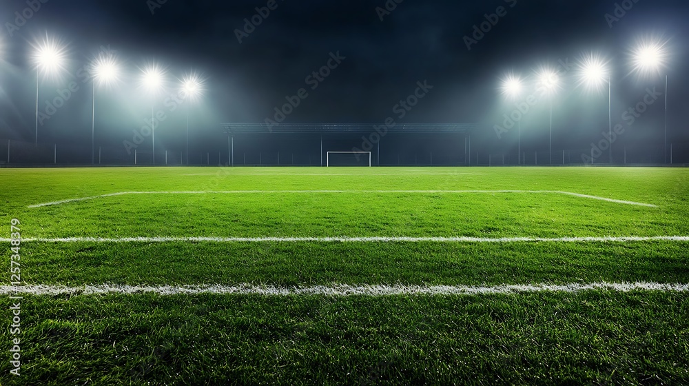 Obraz premium Night Football Field: Stadium under lights, ready for the big game!