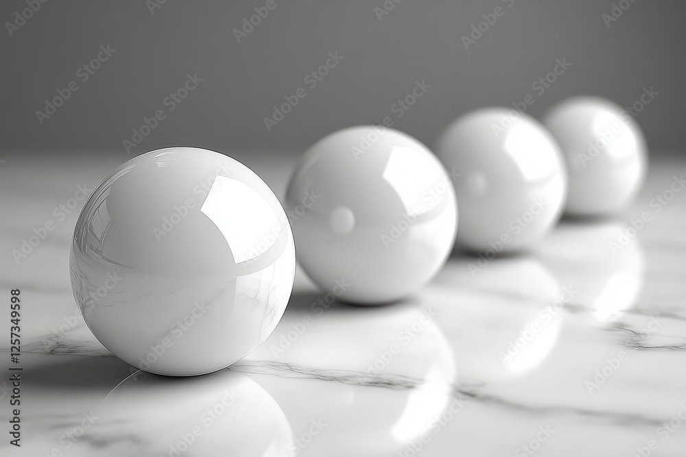 Minimalist High-Contrast Scene Featuring Spheres of Vary/XMLSchema0ing Sizes with Gray Background and White Balls on the Right. Minimalist High-Contrast Scene Featuring Spheres of Vary/XMLSchema0ing Sizes with Gray Background and White Balls on the Right.