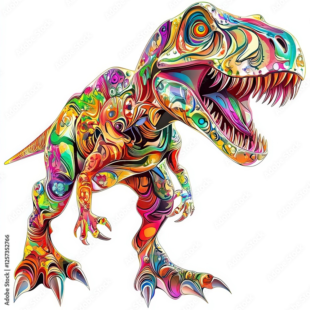 Obraz premium Colorful artistic representation of a dinosaur in a vibrant style