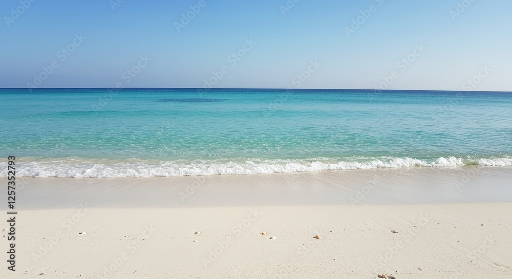 Idyllic Tropical Beach Scene with Turquoise Water and White Sand Idyllic Tropical Beach Scene with Turquoise Water and White Sand