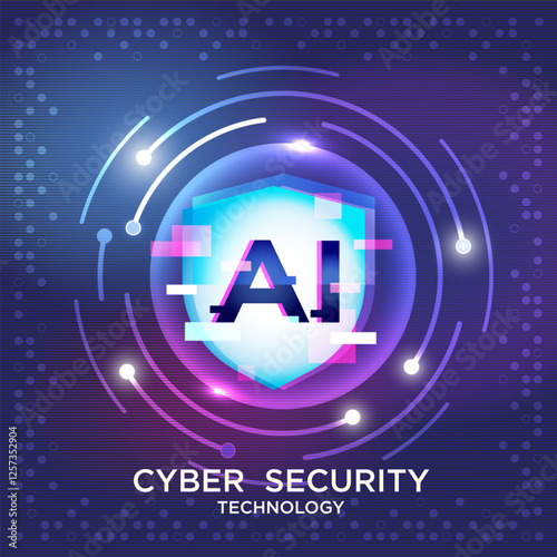 Cyber ​​security system with abstract concept of AI technology