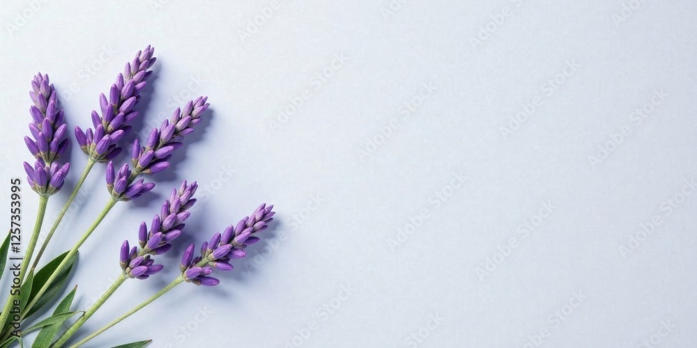 Fototapeta premium Serene Lavender Blossoms on a Pale Background, Ideal for Relaxation and Wellness Themes