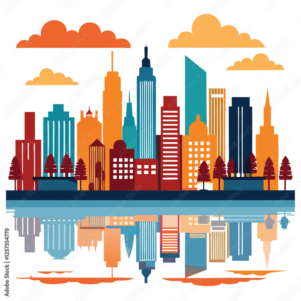 Obraz premium city silhouette vector set panorama city on white background