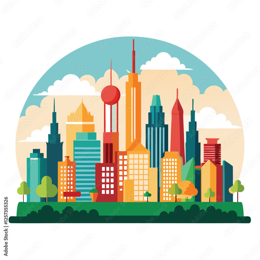 Obraz premium city silhouette vector set panorama city on white background
