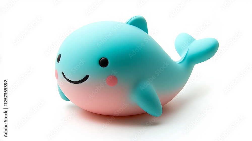 Cute blue and pink whale toy with a smiling face, perfect for children's rooms. Cute blue and pink whale toy with a smiling face, perfect for children's rooms.