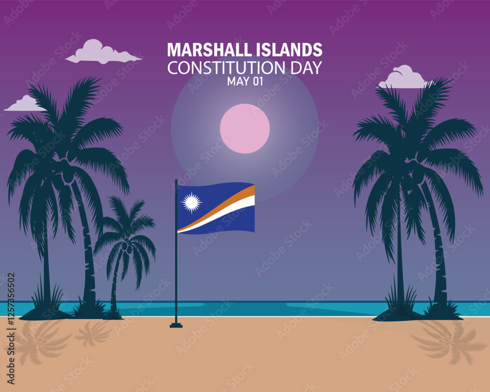 Fototapeta premium Marshall Island Constitution Day. Vector Illustration. The illustration is suitable for banners, flyers, stickers, cards, etc.