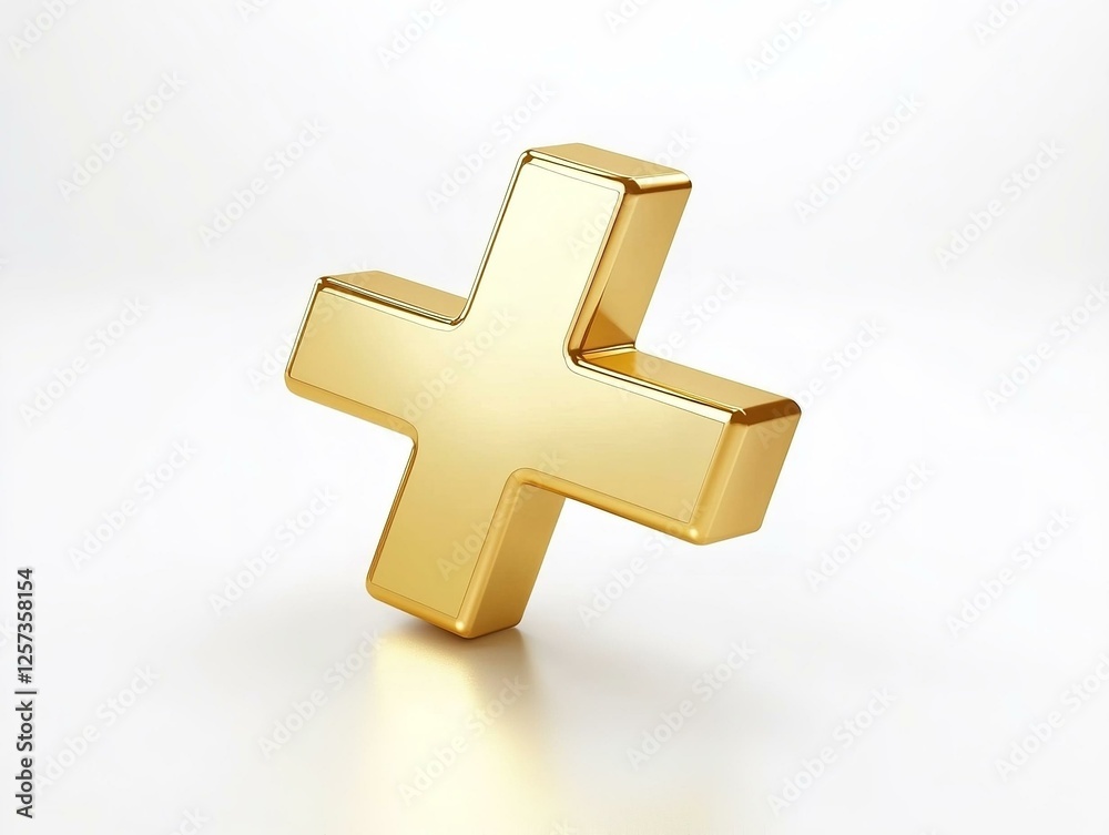 Fototapeta premium 3d Plus icon Gold isolated white background 3d illustration