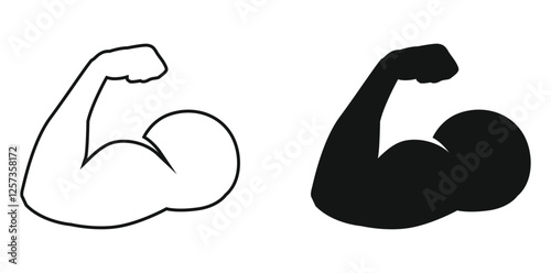 flat bicep muscle icon in editable stroke and fill.