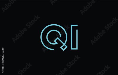 Illustration of creative typography featuring stylized letters Q and I with a minimal blue color theme, suitable for branding and graphic design inspiration.