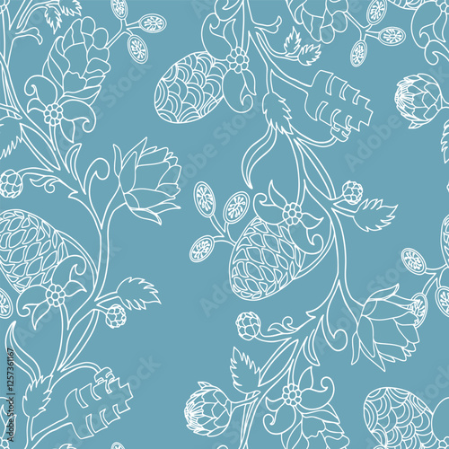 Accent Wall Design Artichokes and acorns botanical character and charm.
