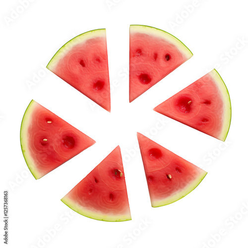 fresh watermelon slices on white & transparent a background.