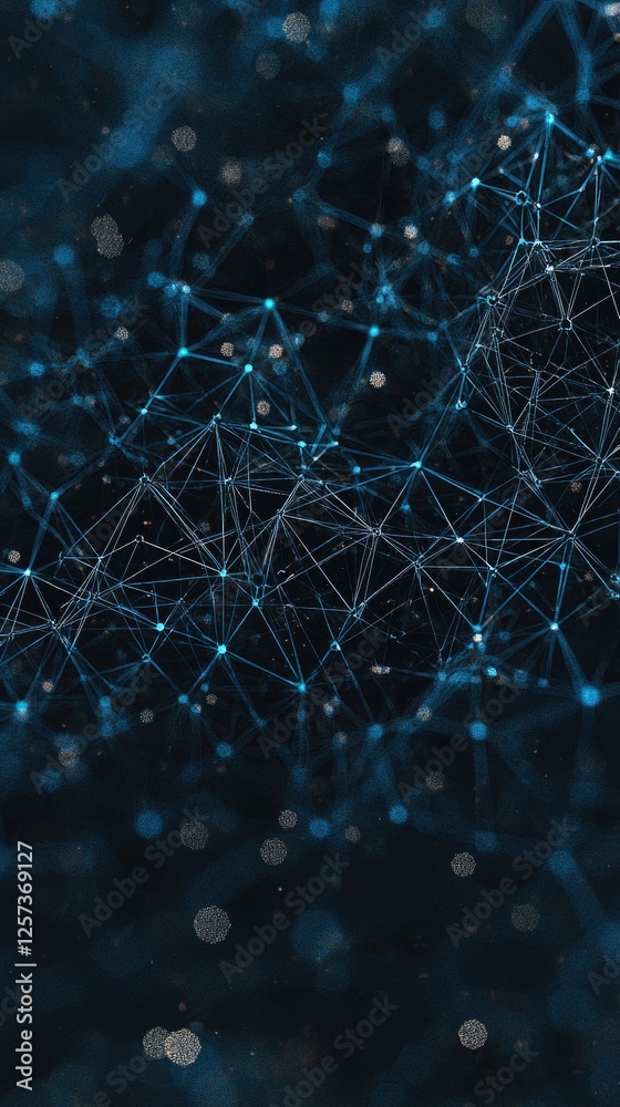 Obraz premium Abstract digital network, glowing nodes, dark background, connection concept, tech illustration