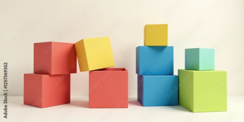 Colorful Cubes Arranged in a Playful Stacking Pattern, Representing Creativity and Design Concepts Colorful Cubes Arranged in a Playful Stacking Pattern, Representing Creativity and Design Concepts