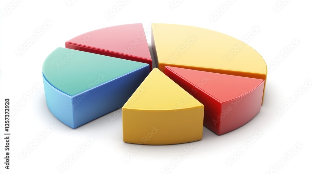 Obraz premium Colorful 3D Pie Chart on White Background for Data Presentation