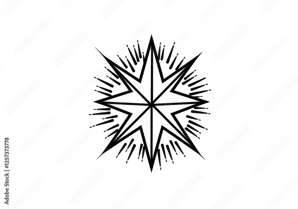 A striking black and white graphic featuring a starburst design perfect for adding a touch of modern elegance to your projects. Use it as a logo, background or design element. A striking black and white graphic featuring a starburst design perfect for adding a touch of modern elegance to your projects. Use it as a logo, background or design element.