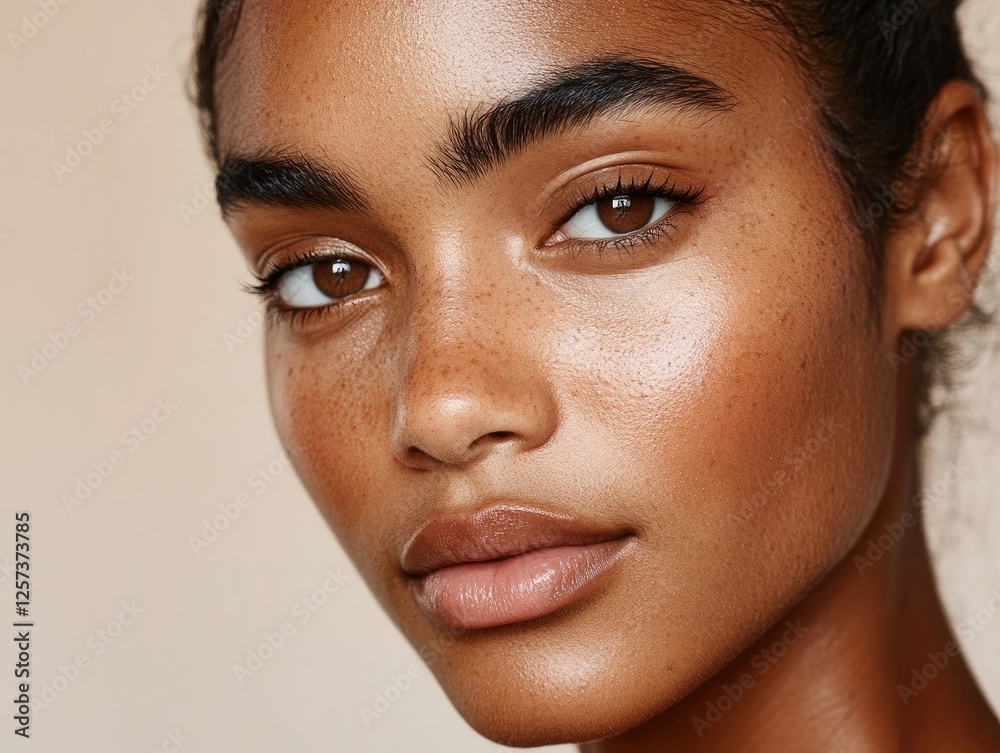 Natural Beauty With Freckles And Soft Expression