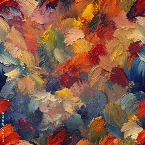 Seamless oil painting texture with vibrant multicolored strokes