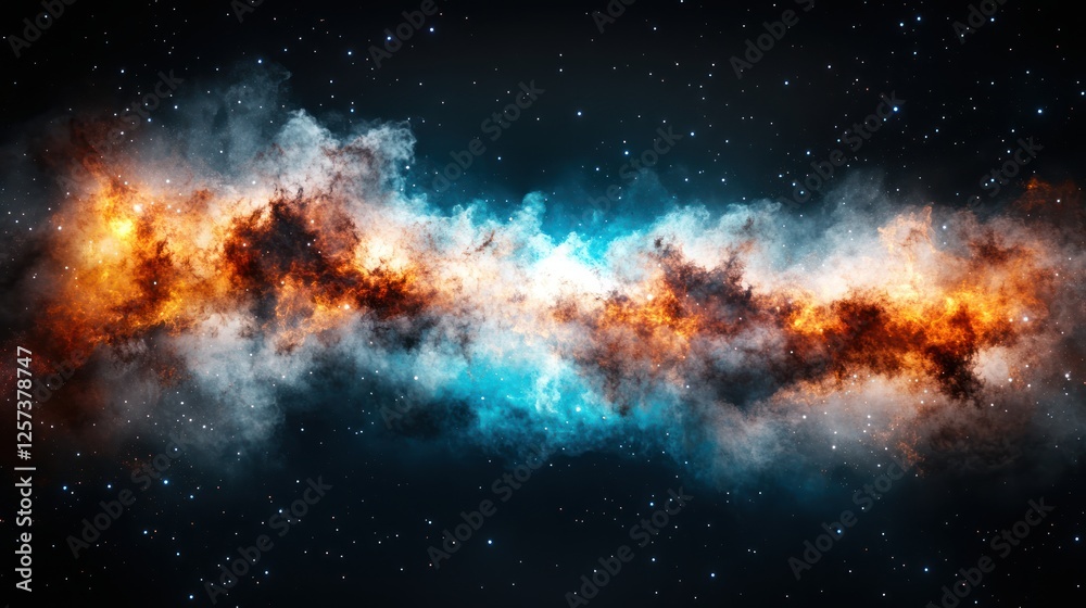 Obraz premium Stunning Cosmic Nebula with Bright Colors and Starry Background in Outer Space