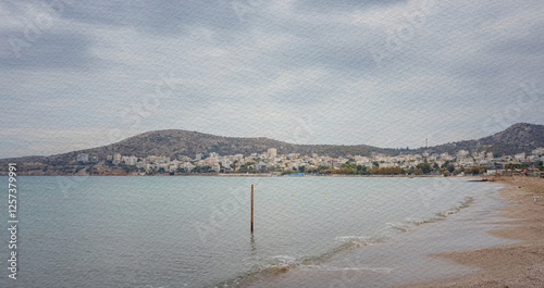 Wallpaper Mural Beach with a small post sticking out of the water Torontodigital.ca