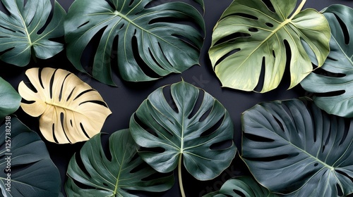 Wallpaper Mural Tropical leaves dark background flatlay design Torontodigital.ca
