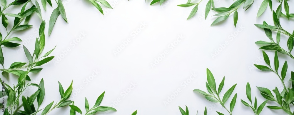 Fresh greenery frame on white background Fresh greenery frame on white background