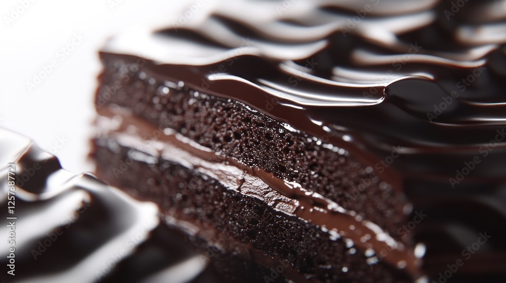 Delicious chocolate cake slice, close-up, studio shot, sweet dessert Delicious chocolate cake slice, close-up, studio shot, sweet dessert