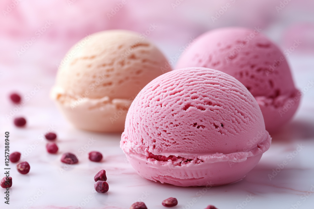 Close Up Pink And Peach Ice Cream Scoops Close Up Pink And Peach Ice Cream Scoops