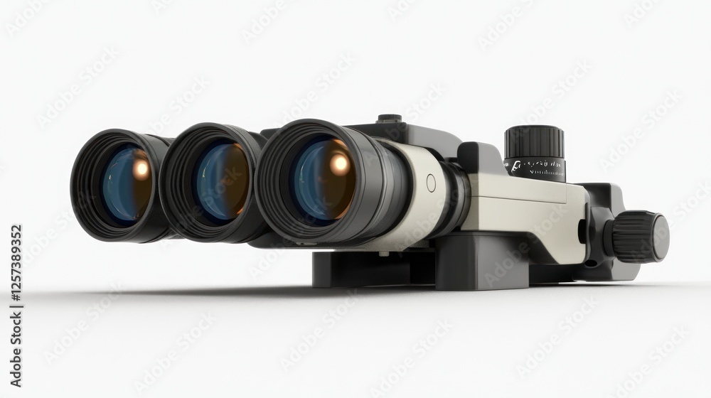Advanced Binoculars on Stand, White Background Advanced Binoculars on Stand, White Background