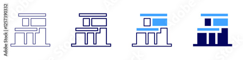 Foreclosed properties icon in 4 different styles. Thin Line, Line, Bold Line, Duotone. Duotone style. Editable stroke