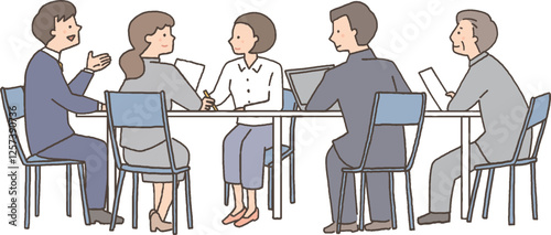 複数人で会議をしているビジネスマン