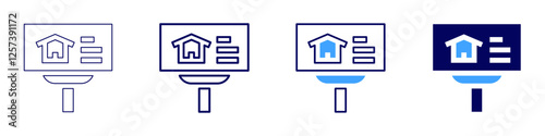 Mortgage lender comparison icon in 4 different styles. Thin Line, Line, Bold Line, Duotone. Duotone style. Editable stroke