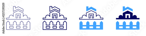 Property development stages icon in 4 different styles. Thin Line, Line, Bold Line, Duotone. Duotone style. Editable stroke