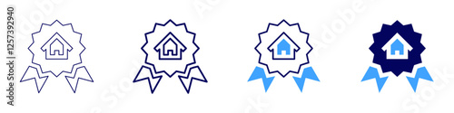 Real estate agency reputation icon in 4 different styles. Thin Line, Line, Bold Line, Duotone. Duotone style. Editable stroke