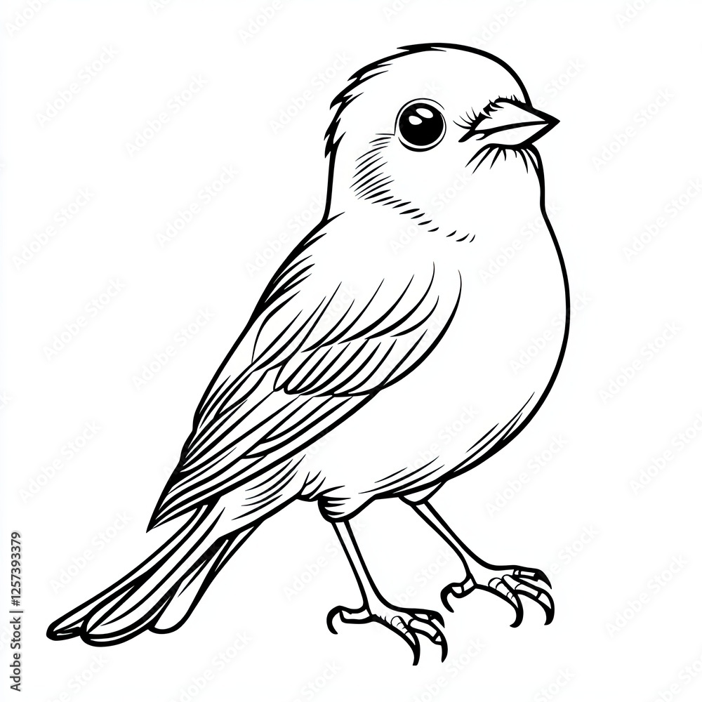 Fototapeta premium Bird Outline Coloring Page Simple Coloring Book for Kids 