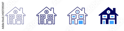 Real estate branding strategies icon in 4 different styles. Thin Line, Line, Bold Line, Duotone. Duotone style. Editable stroke