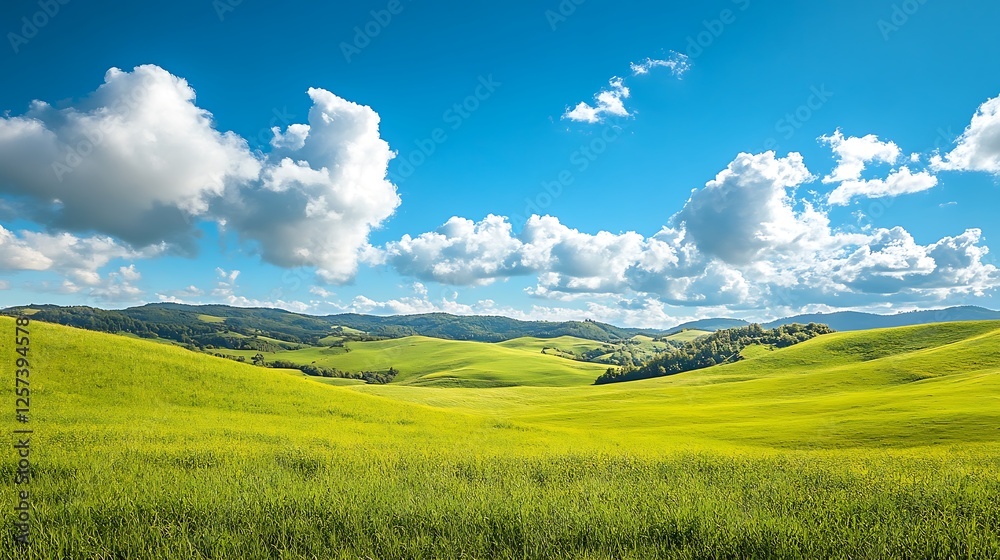 Obraz premium landscape with green grass and blue sky