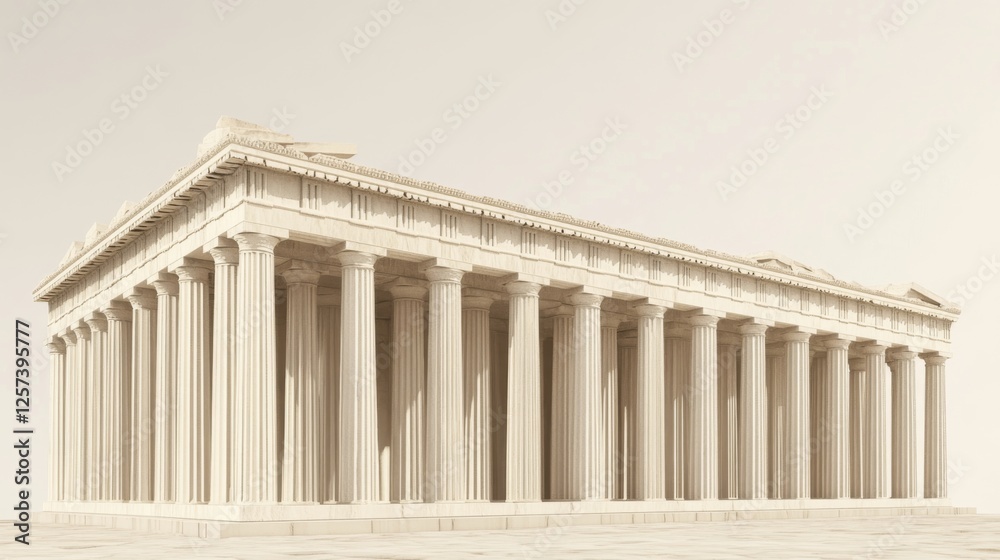 Fototapeta premium Ancient Greek temple architectural model, isolated background, history education