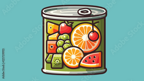 illustration of candied fruit in a can, in flat style