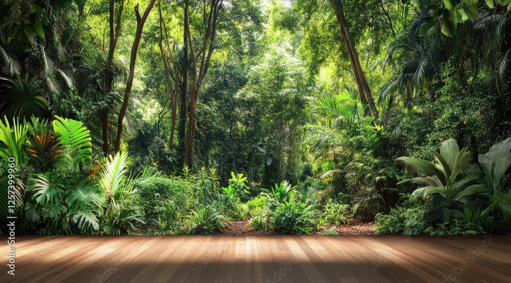 Lush Jungle Path Wooden Floor Background Lush Jungle Path Wooden Floor Background