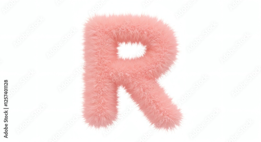 Fluffy Pink Letter R Isolated on White Background Creative Design Fluffy Pink Letter R Isolated on White Background Creative Design