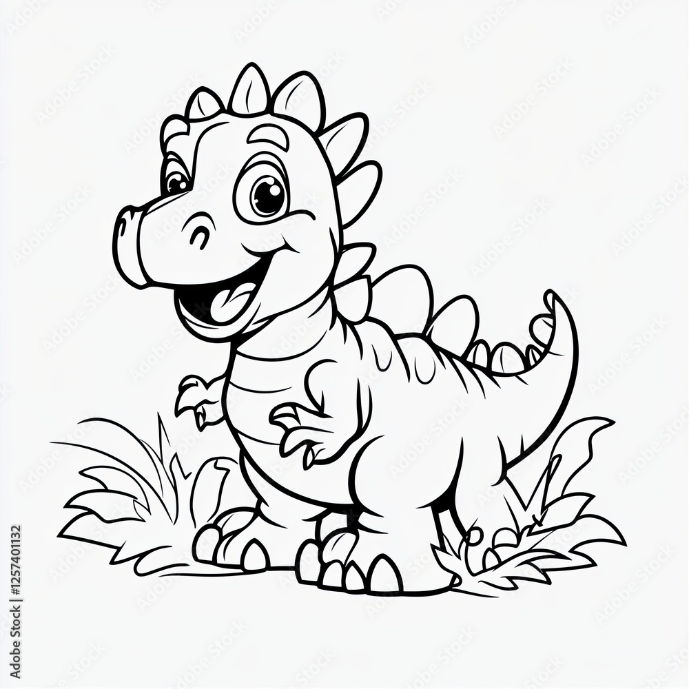 Fototapeta premium Dinosaur Coloring Book Page Simple Illustration for Kids