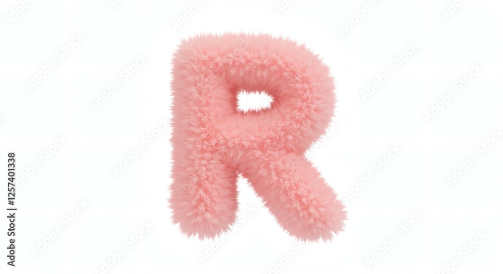 Fluffy Letter R in Pink Color Isolated on White Background Fluffy Letter R in Pink Color Isolated on White Background