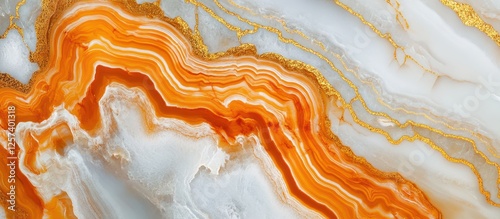 Wallpaper Mural Abstract orange and white marble texture with gold accents Torontodigital.ca