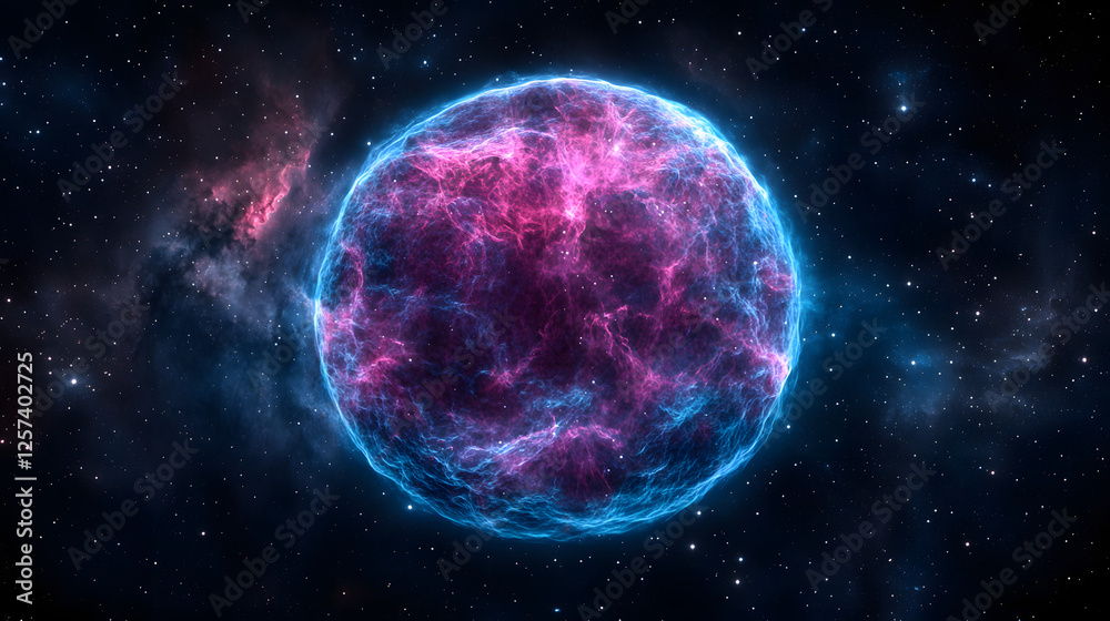 A planet and star system with many stars and galaxies in the background.
A planet and star system with many stars and galaxies in the background.