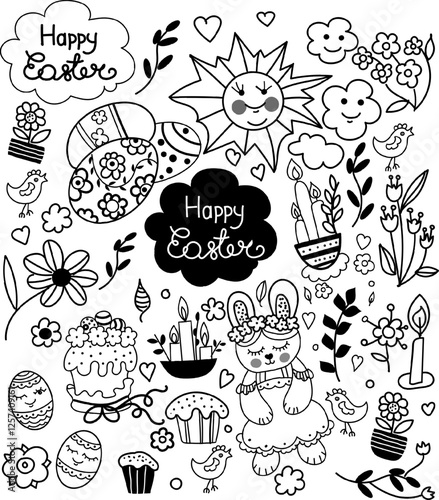 concept cute easter doodler for different kind of design